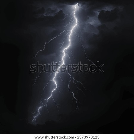 Lightning lines that break through the dark clouds at night