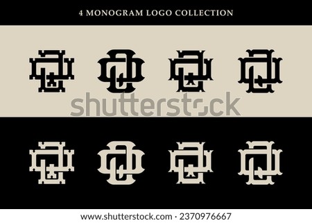 Monogram collection letter JQ or QJ with interlock, vintage, classic style good for brand, clothing, apparel, streetwear, baseball, basketball, football and etc