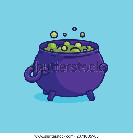 Poison cauldron cartoon vector illustration halloween holiday concept icon isolated