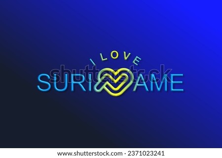 Vector is the word "I LOVE SURINAME". Rounded, outline and elegant