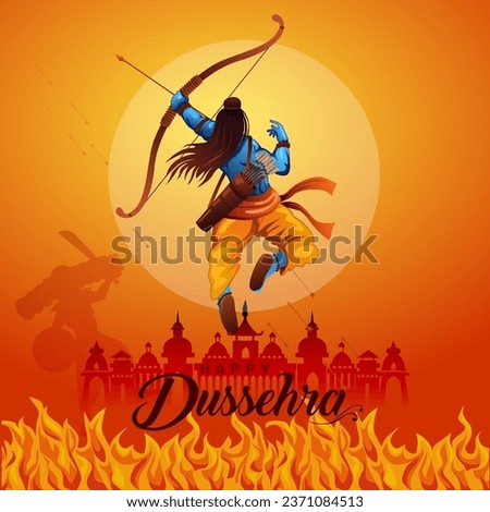Happy Dussehra festival of India. of Lord Rama killing Ravana. vector illustration design Royalty-Free Stock Photo #2371084513