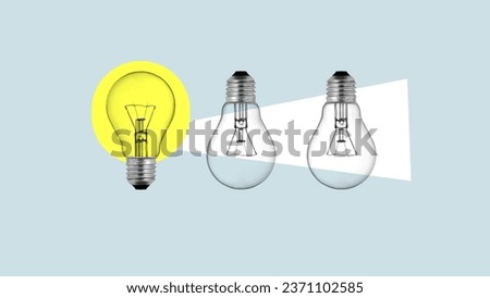 Share knowledge is shown using a collage of the photo of light bulbs. Motivational Skills and leadership Royalty-Free Stock Photo #2371102585