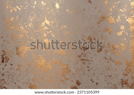 Paper texture glow painting blot wall. Abstract gold, nacre and beige marble copy space background.