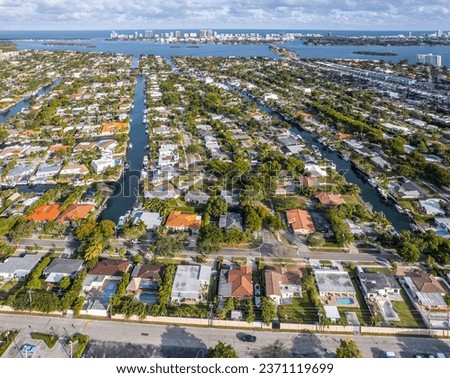 Drone aerial shot over Miami Beach Florida
