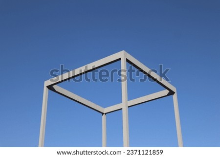 Hight steel construction with blue sky at the background at Barcelona, Spain