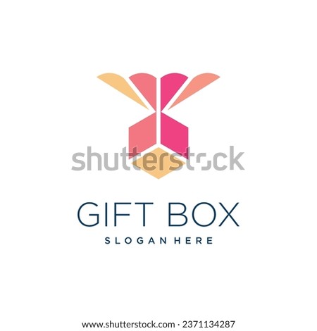 Gift box logo design element vector with creative idea
