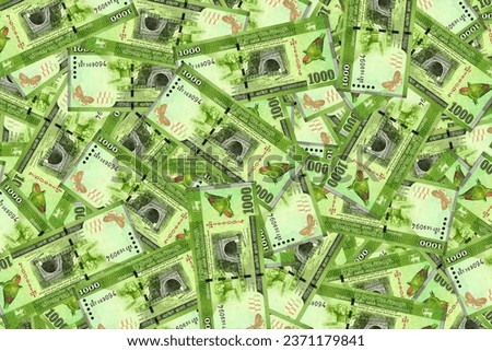 Close-up composition of Sri Lanka currency notes, showcasing the diverse monetary symbols and historical figures that represent Sri Lankan Rupee sign. Sri Lankan money. Cash background, SL bill. Money