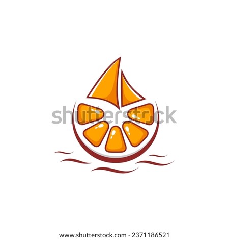 Orange Boat Logo Vector Template