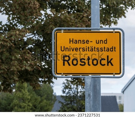 City entrance sign from the Hanseatic and University City of Rostock