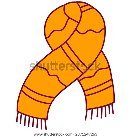 Orange line autumn scarf. Vector illustration with autumn theme.