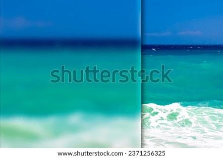 Sea. Photo with a frosted glass effect applied to one side. Presentation, card, poster etc. ready-to-use image.