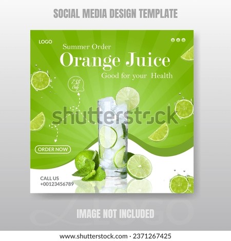 Delicious juice and Healthy food promo post or social media Post design template. Royalty-Free Stock Photo #2371267425