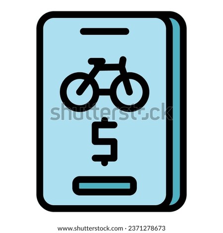 Pay bike online icon outline vector. City rent. Smart transport color flat