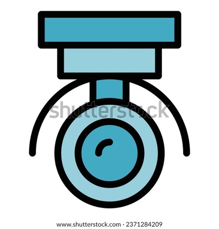 Guard camera icon outline vector. Officer road. Room window color flat
