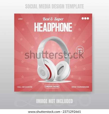 Special head phone social media post template design Royalty-Free Stock Photo #2371292661
