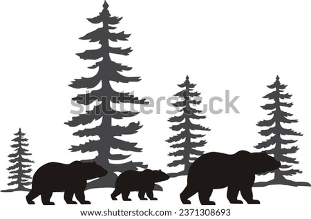 Discover the captivating allure of bears and trees through their awe-inspiring silhouette. Perfect for nature lovers and art enthusiasts.  Royalty-Free Stock Photo #2371308693