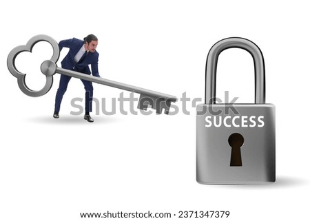 Businessman in key to success concept