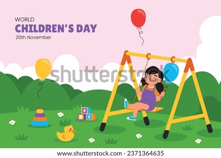 World children's day background. Happy International Children's Day design. November 20. Childrens Day celebration. Template for Poster, Banner, Flyer, Greeting Card, Post. Cartoon Vector illustration