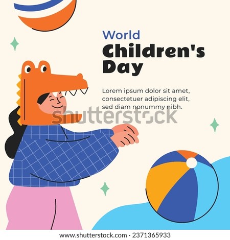 World children's day background. Happy International Children's Day design. November 20. Childrens Day celebration. Template for Poster, Banner, Flyer, Greeting Card, Post. Cartoon Vector illustration