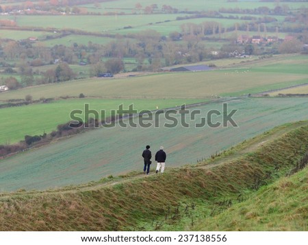 View of a Hiking Trail along the Salisbury Plain in Wiltshire England