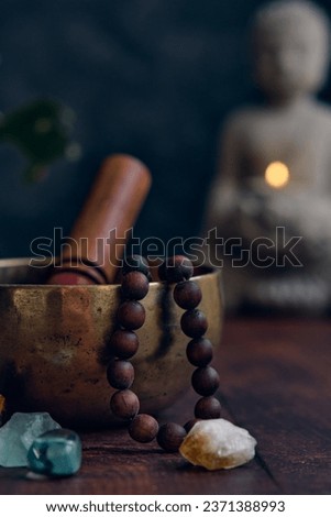 tibetan bowl with rosary beads