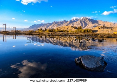 High definition landscape map of Xinjiang region, China Royalty-Free Stock Photo #2371409989