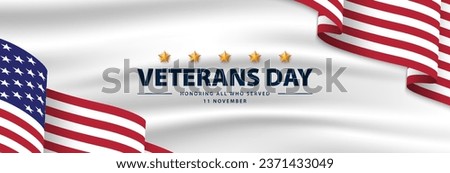 Happy Veterans Day banner. Honoring all who served. Vector illustration
