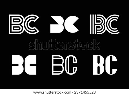 Set of letter BC logos. Abstract logos collection with letters. Geometrical abstract logos