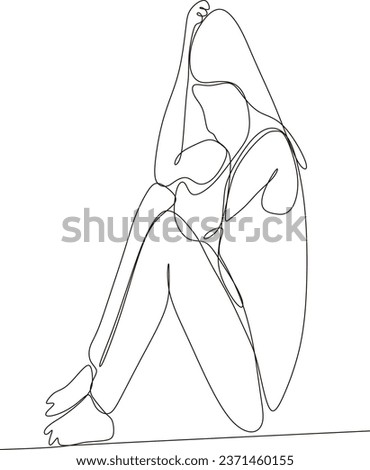 continuous line drawing. sport woman doing yoga on white background