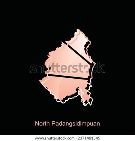 High detailed vector map of North Padangsidimpuan City modern outline, Logo Vector Design. Abstract, designs concept, logo, logotype element for template.