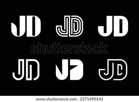 Set of letter JD logos. Abstract logos collection with letters. Geometrical abstract logos
