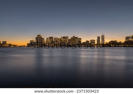 The Boston skyline at sunset. Massachusetts, United States.