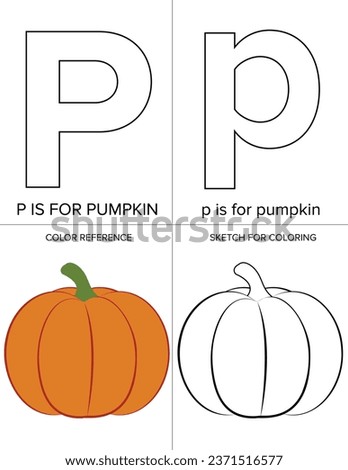 Alphabet coloring page illustration with outlined graphics to color. alphabet coloring page letters-P