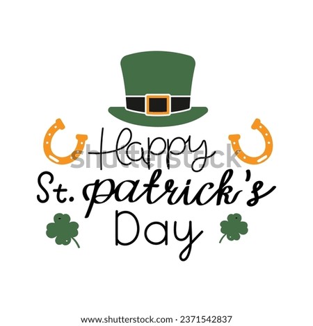 Hand Drawn Happy St. Patrick's Day Calligraphy Text Vector Design.