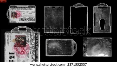 dirty old damaged id card holder mockup overlay collection