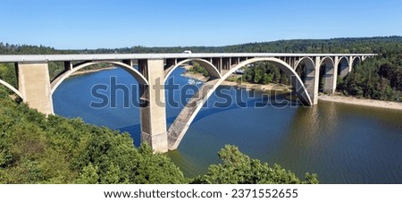 Podolský most bridge, bridge over the Orlík dam on the Vltava river, Czech Republik Royalty-Free Stock Photo #2371552655