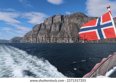 Norwegian Fjords view from the water Royalty-Free Stock Photo #2371557355