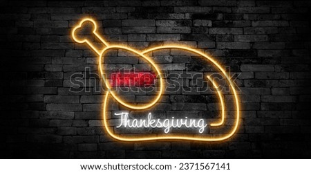 Vector realistic isolated neon sign of Thanksgiving day lettering for decoration and covering on the wall background. Concept of Happy Thanksgiving Day.