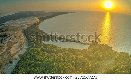 Curonian Spit National Park. Baltic Sea. Top view. Kaliningrad Oblast, Russia. Dunes