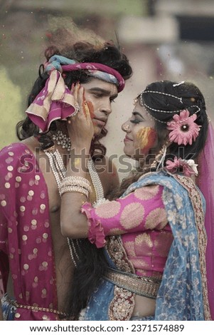 Radha and Krishna and playing Holi
