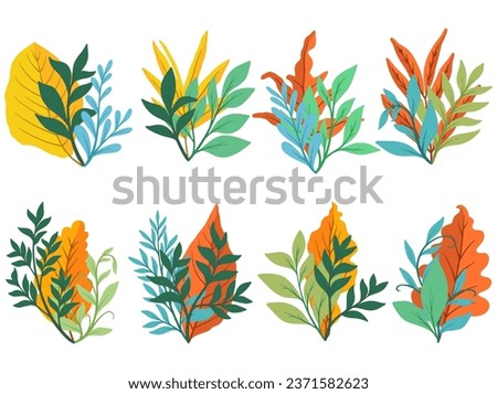 Hand Drawn Botanical Line Art Abstract Leaves