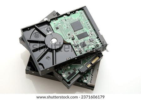Hard disk of computer parts on white background