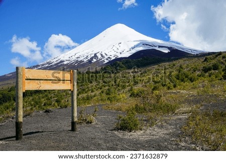 A view of Volcano Osorno from 'La Picada' viewpoint in Vicente Pérez Rosales National Park.