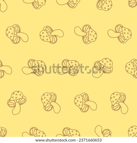 Mushroom line art seamless pattern. Suitable for backgrounds, wallpapers, fabrics, textiles, wrapping papers, printed materials, and many more.