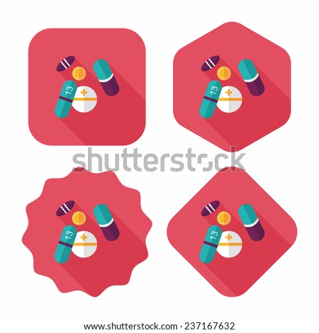 Pills flat icon with long shadow,eps10