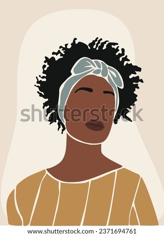 Abstract Black Woman Boho Poster vector art.