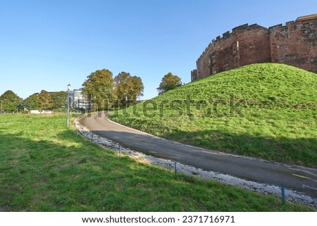 Old castle on a hill in Chester, UK                              