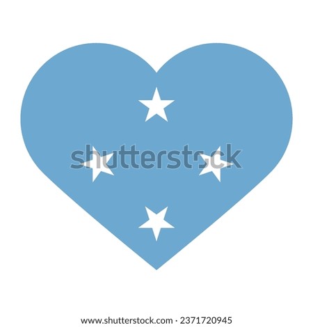 Flag of Federated States of Micronesia. Heart icon flag. Heart-shaped flag icon. Standard color. Computer illustration. Digital illustration. Vector illustration.