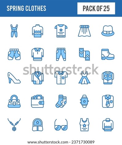 25 Spring Clothes Two Color icons pack. vector illustration.