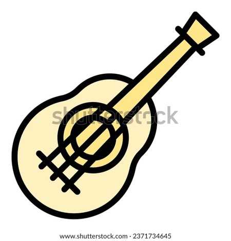 Hawaii ukulele icon outline vector. Music guitar. Acoustic art color flat